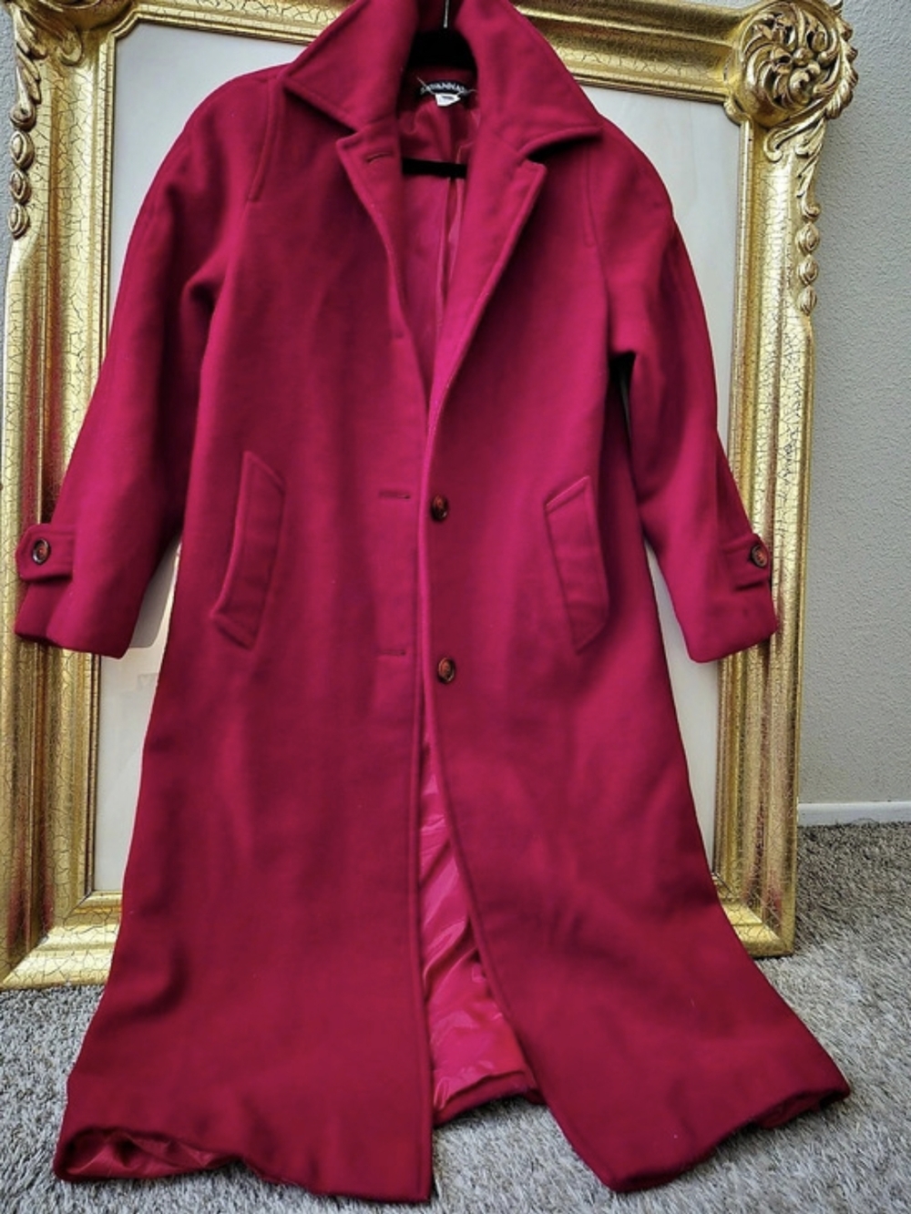 💕VTG Savannah New York Wool Blend Long Coat Red Size 8💕